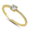varitsa-jewellers - Solid 14K Yellow Gold Round 4mm Clear Engagement Ring - 01WS02